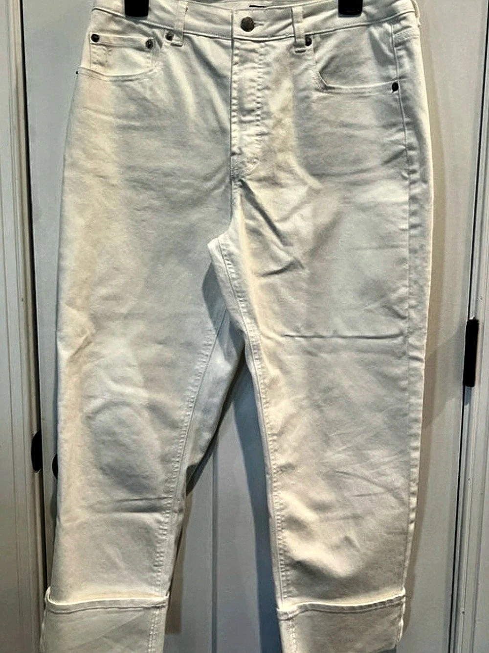 Frye Women's Cuffed Crop Jean Straight Leg Jeans in White Size 8 (29) Like New